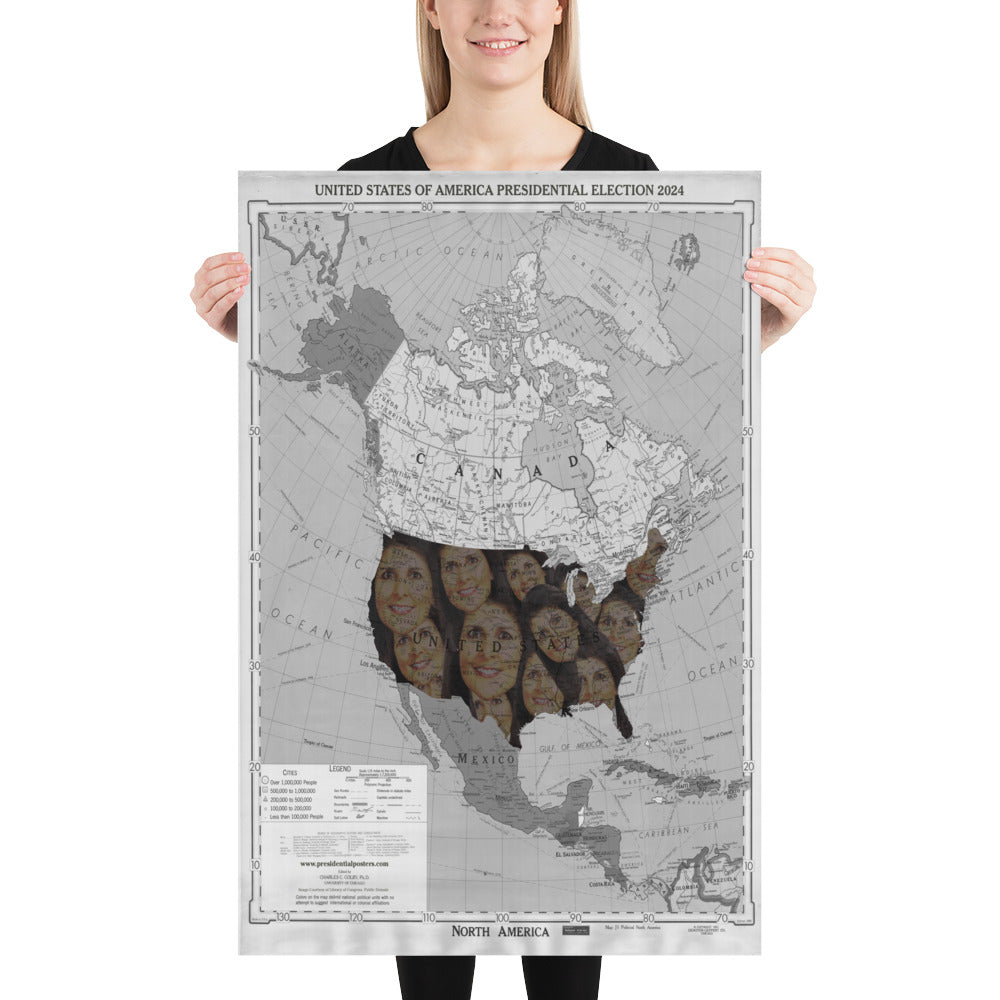 Poster - Nikki Haley 2024 President Elect Monochrome Grayscale Overlapping Faces