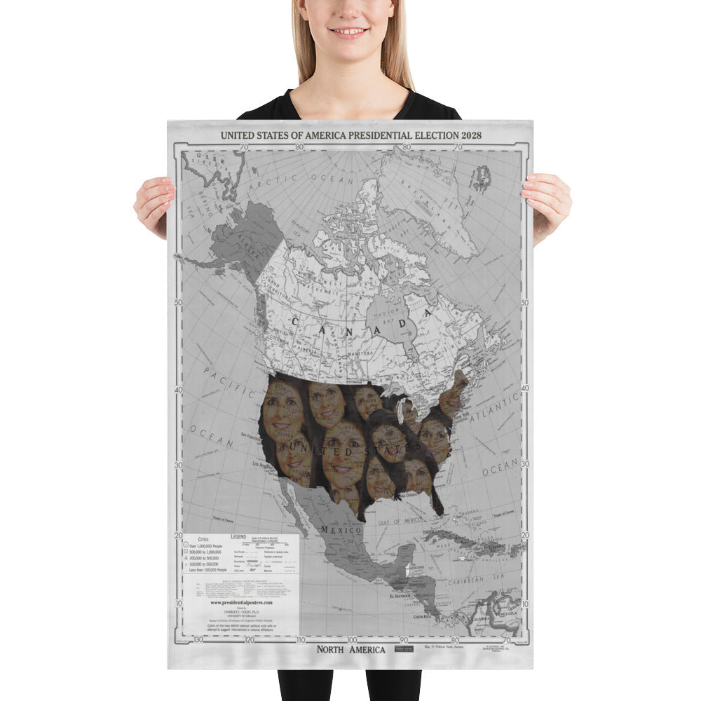 Poster - Nikki Haley 2028 President Elect Monochrome Grayscale Overlapping Faces