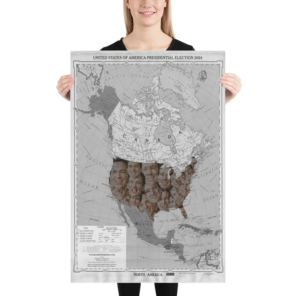 Poster - Ron DeSantis 2024 President Elect Monochrome Grayscale Overlapping Faces