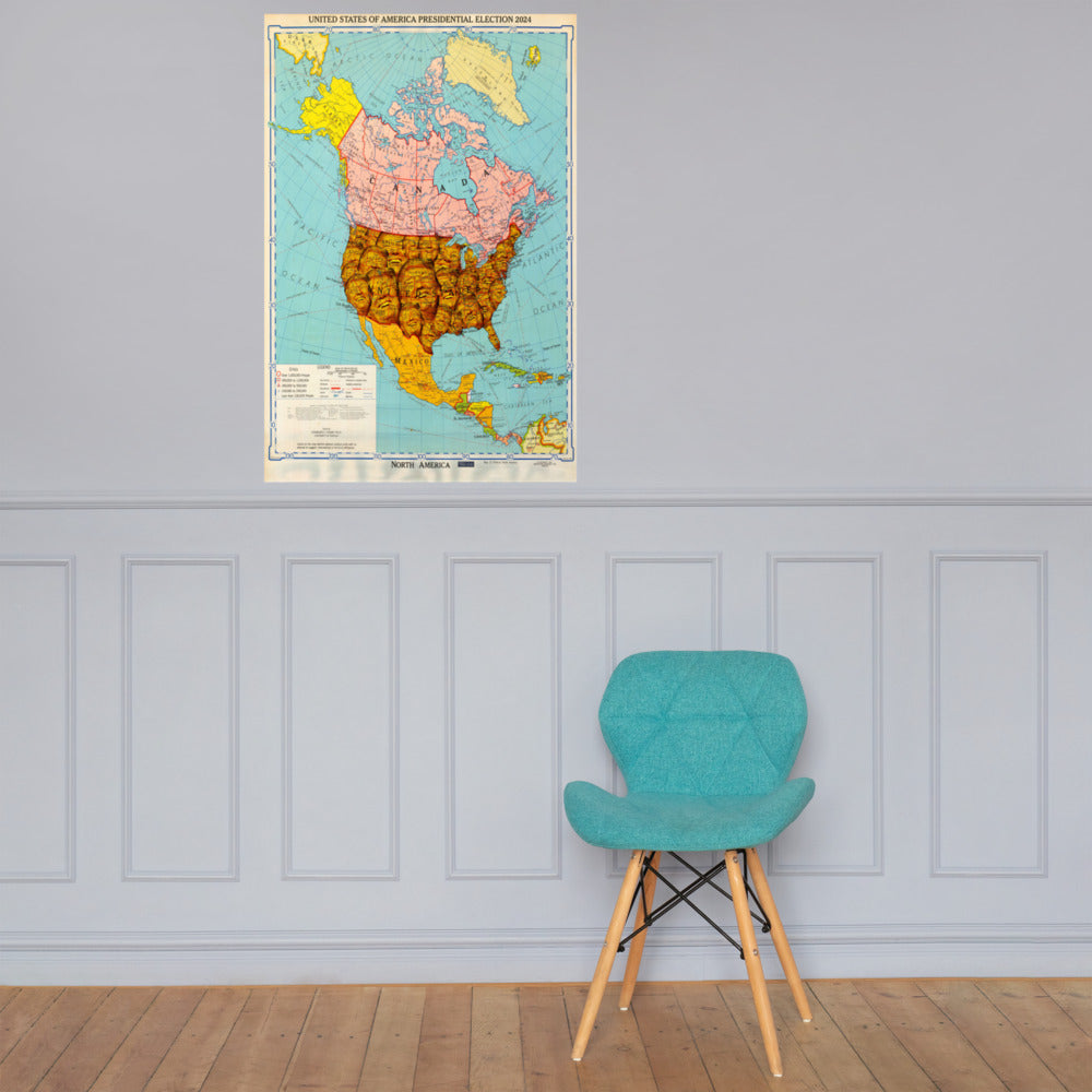 Poster - Donald Trump 2024 President Elect Color Overlapping Faces