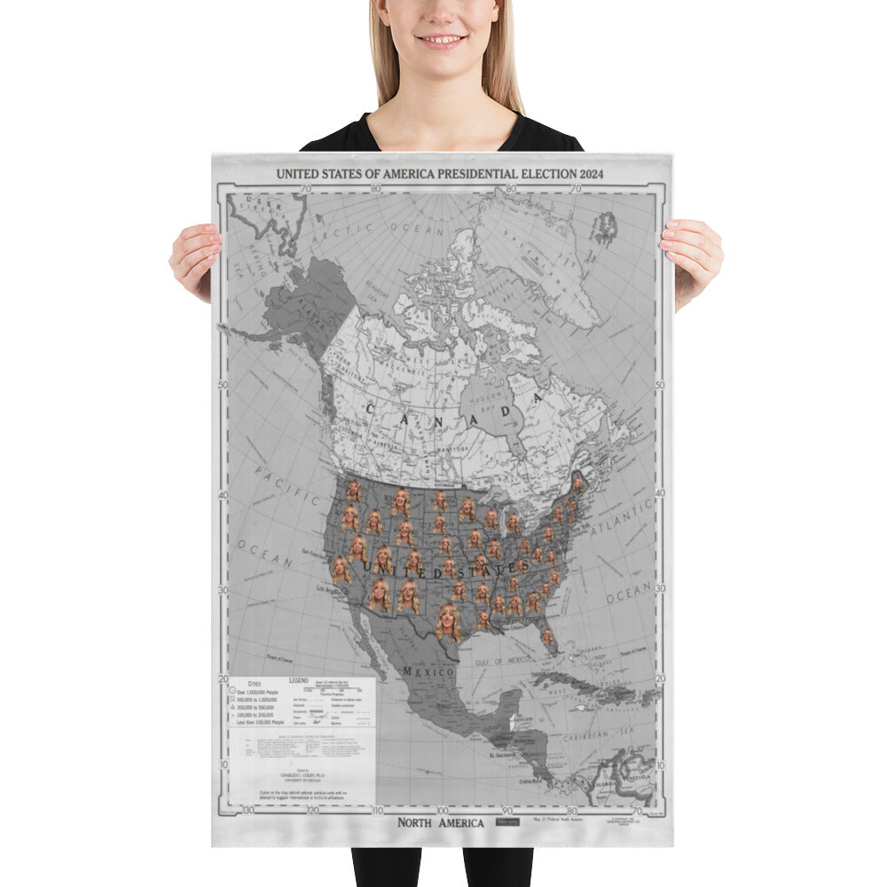 Poster - Kayleigh  2024 President Elect Monochrome Grayscale Map Every State