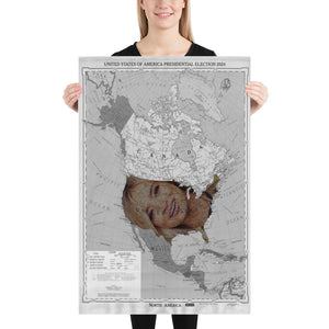 Poster - Kayleigh 2024 President Elect Monochrome Grayscale Map single face across USA