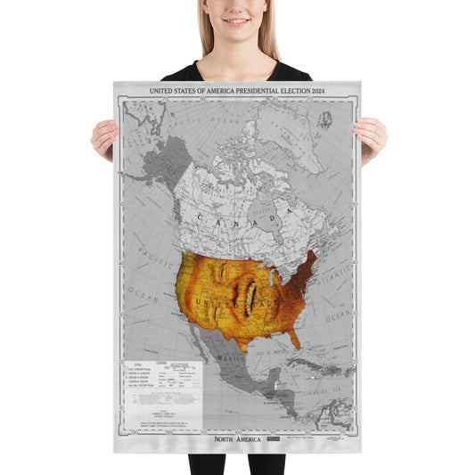 Poster - Donald Trump 2024 President Elect Monochrome Grayscale Map Single Face